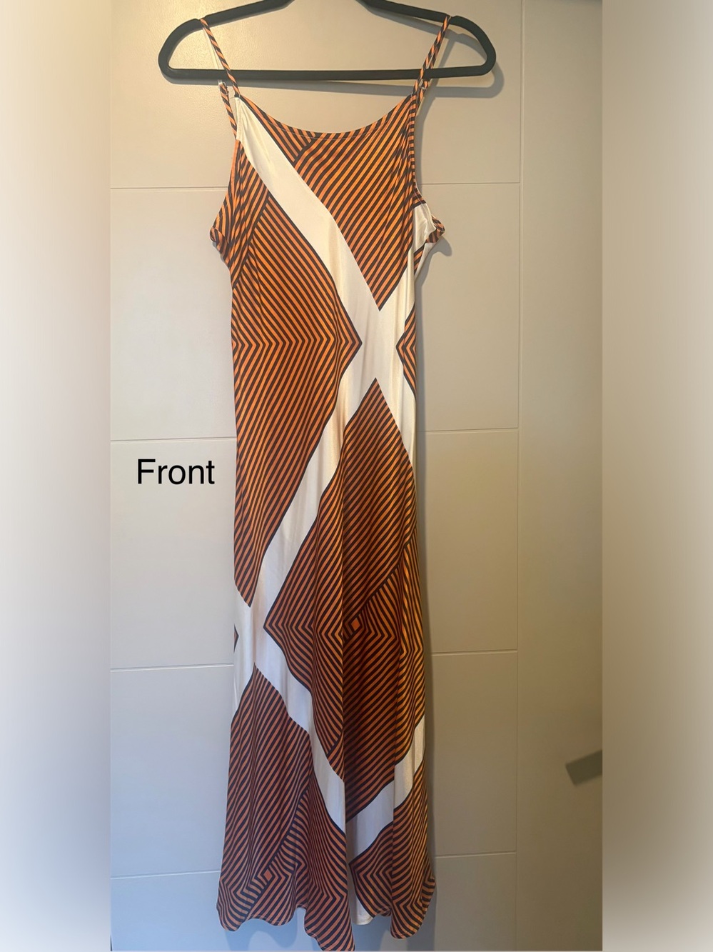LOFT Brown and White Striped Geometric Maxi Dress